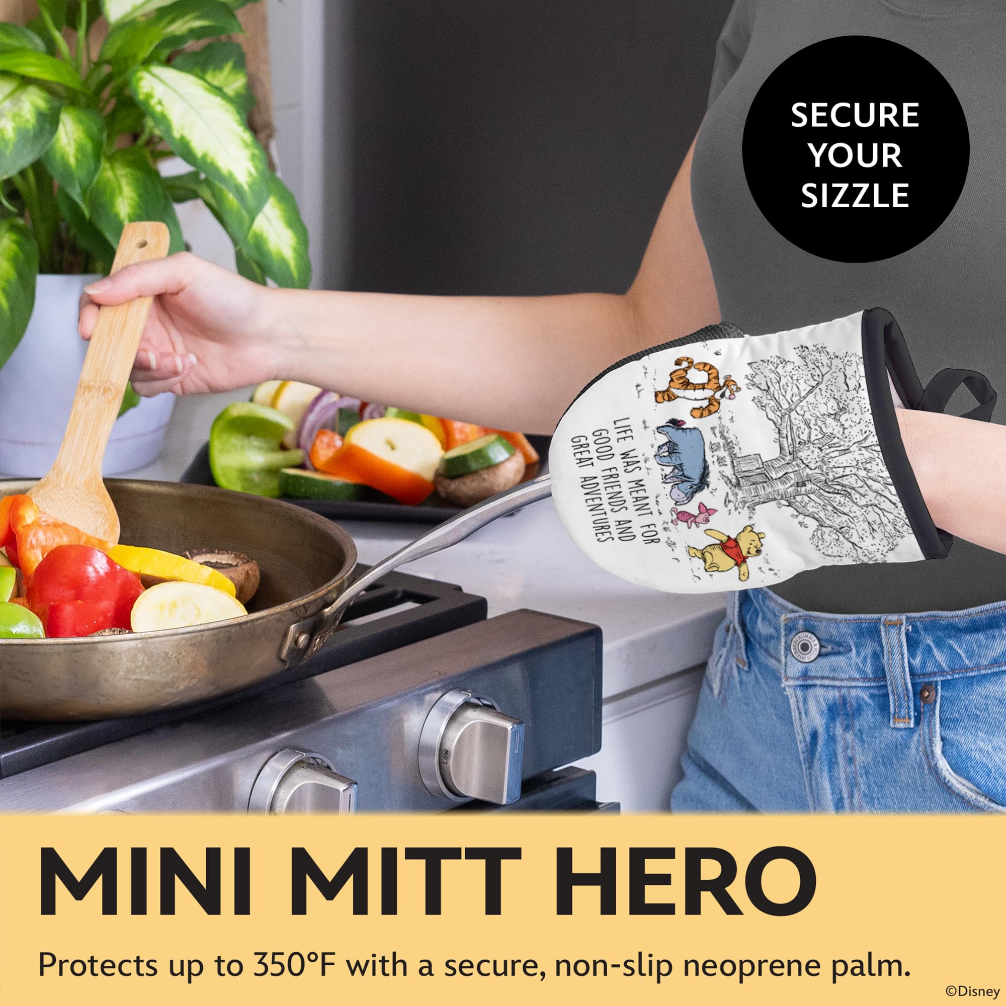 Best Brands Disney Apron & Oven Mitts Set – 3 Piece Bundle with 1 Cotton Kitchen Apron for Cooking & 2 Heat Resistant Pot Holders - Image 3