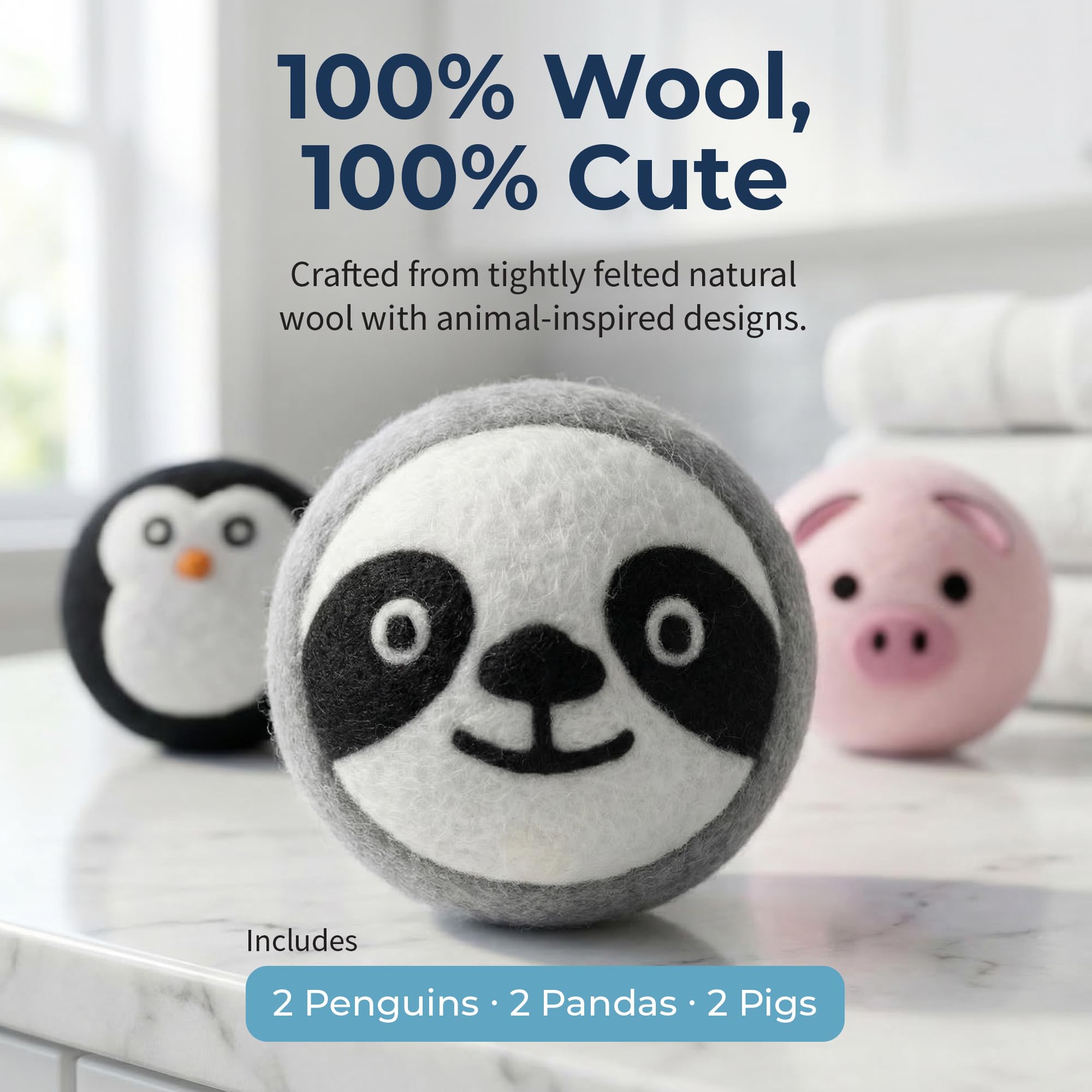 Best Brands Wool Dryer Balls 6 Pack - 100% Natural Fabric Softener Alternative, Reusable Laundry Balls for Dryer, Reduces Static Cling, Wrinkles & Drying Time, Safe for Baby Clothes & Delicates - Image 3