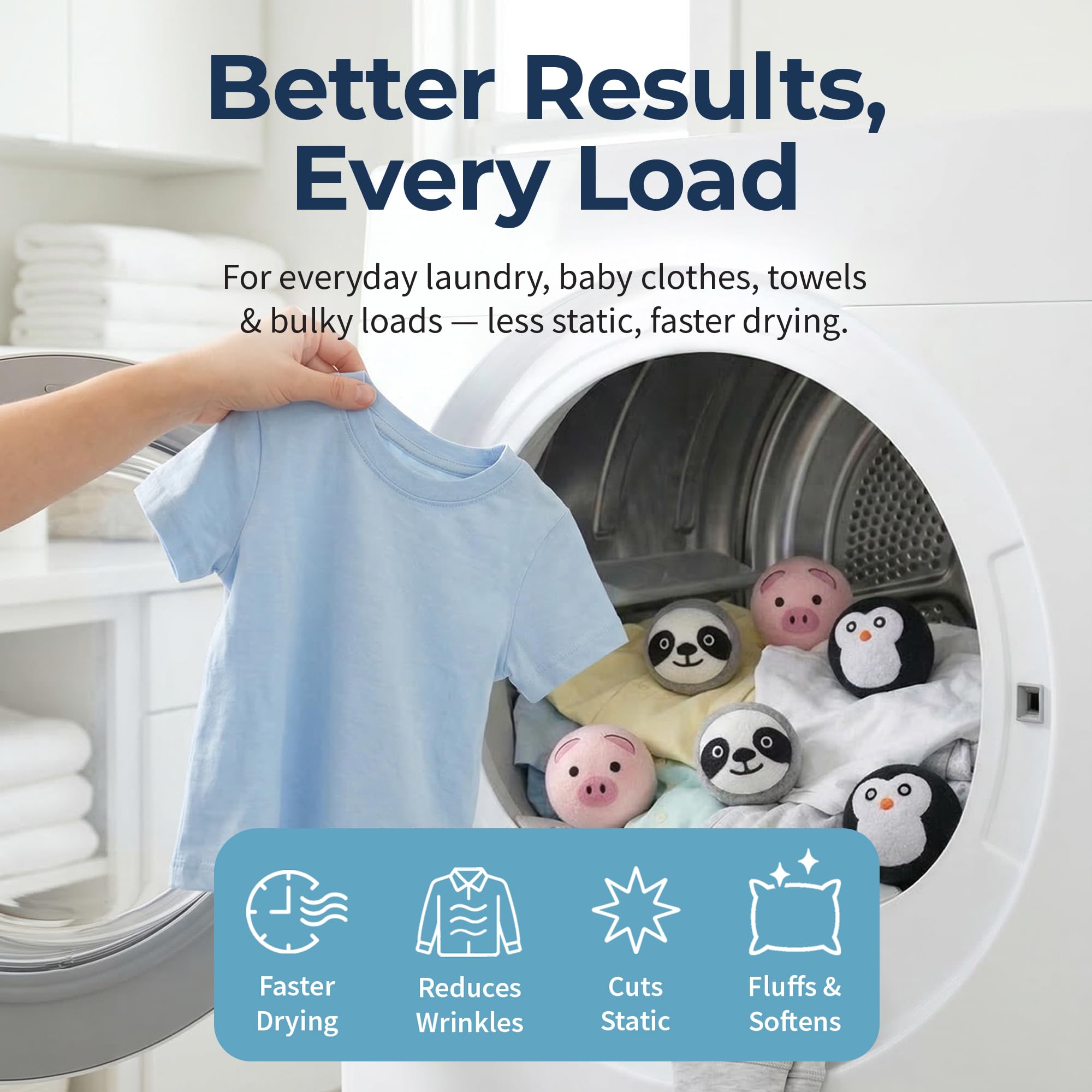 Best Brands Wool Dryer Balls 6 Pack - 100% Natural Fabric Softener Alternative, Reusable Laundry Balls for Dryer, Reduces Static Cling, Wrinkles & Drying Time, Safe for Baby Clothes & Delicates - Image 4