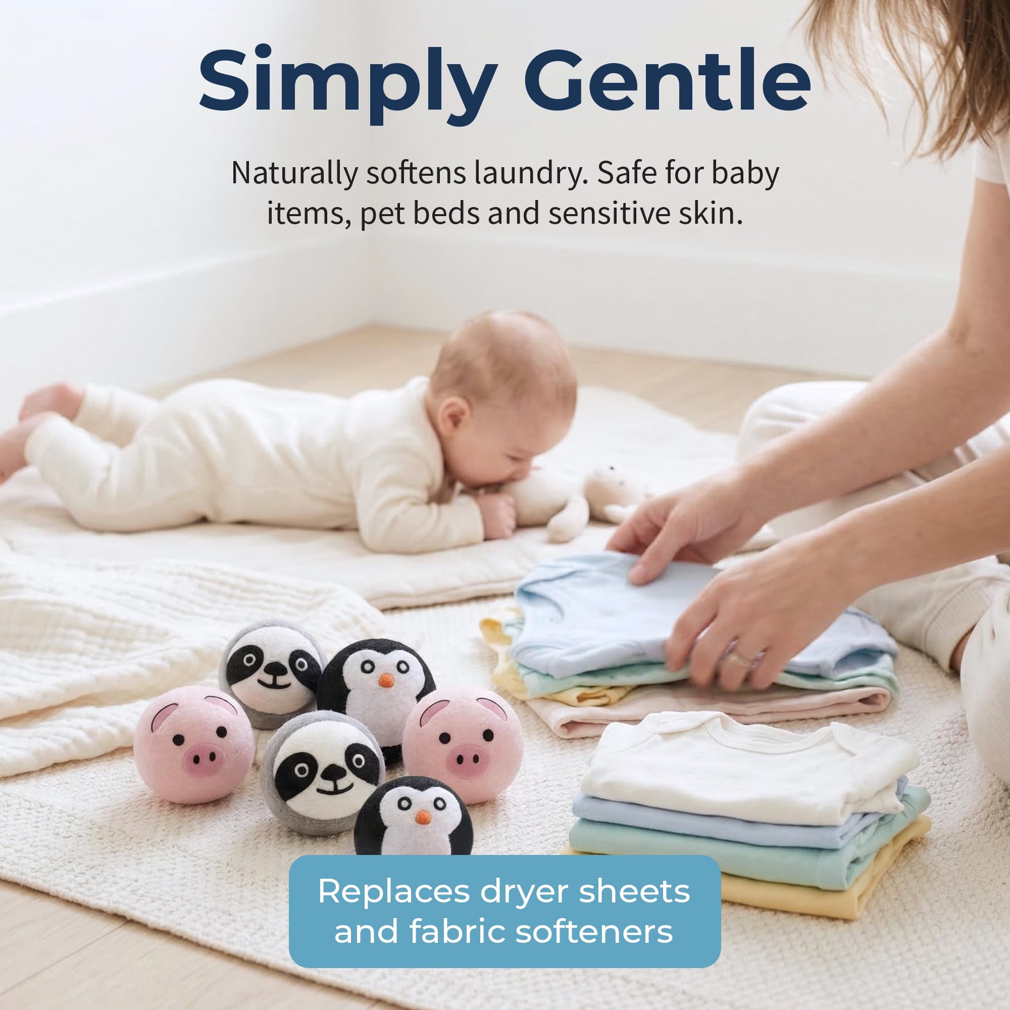 Best Brands Wool Dryer Balls 6 Pack - 100% Natural Fabric Softener Alternative, Reusable Laundry Balls for Dryer, Reduces Static Cling, Wrinkles & Drying Time, Safe for Baby Clothes & Delicates - Image 5