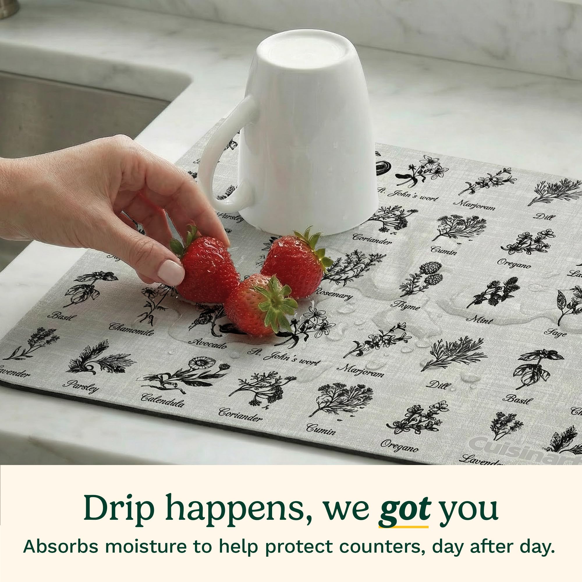 Cuisinart Coffee Mat for Countertop (2 Pack)–Quick-Dry Absorbent Coffee Bar Mat for Espresso Machines & Brew Stations, Also Use as a Dish Drying Mat on Kitchen Counter, Non-Slip, Easy Care, 15” x 20” - Image 4