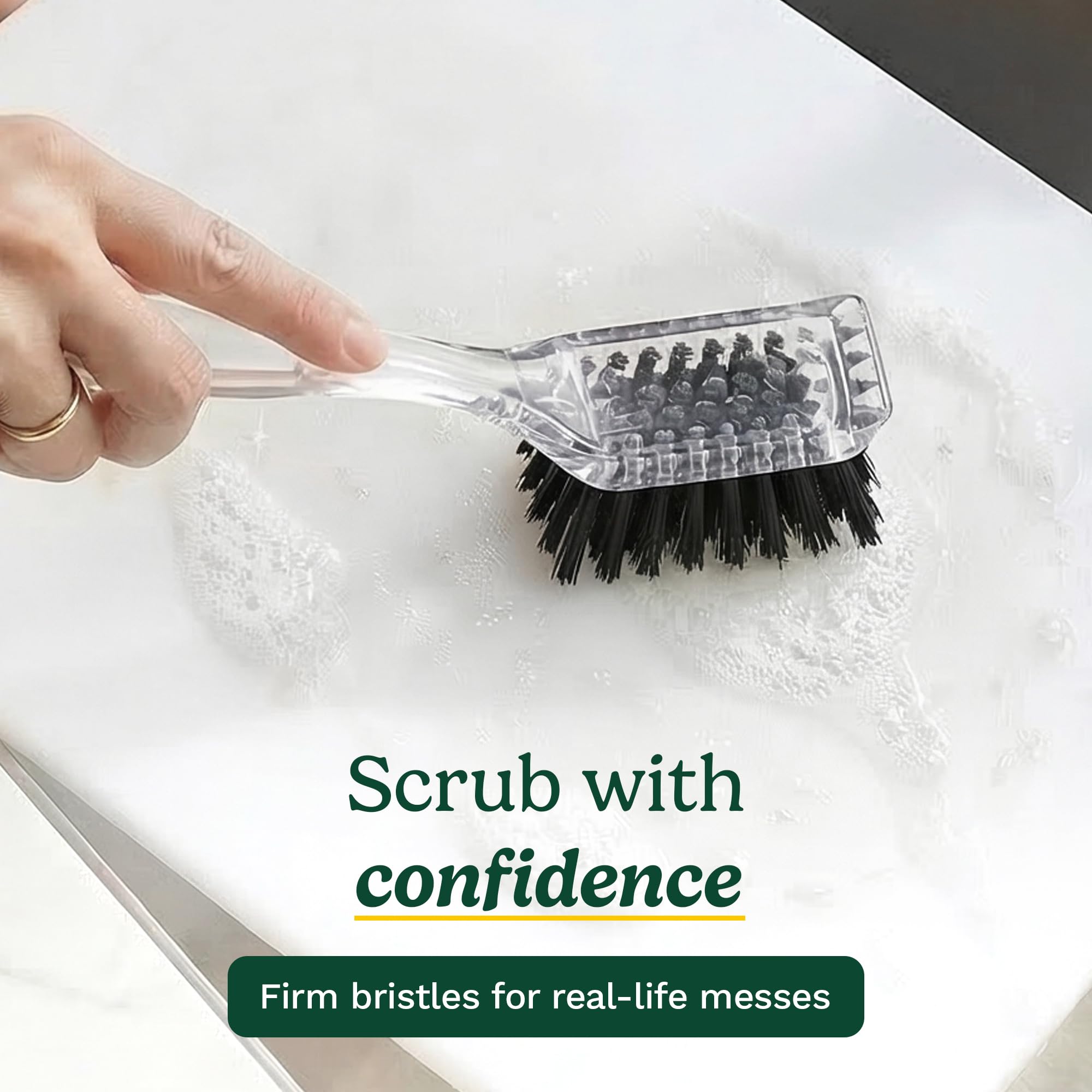 Cuisinart Dish Brush with Handle 2 Pack – Kitchen Scrub Brush for Dishes, Pots & Pans, Non-Scratch Dish Scrubber, Firm Bristles for Sink & Cookware, Comfortable Grip for Everyday Cleaning - Image 3