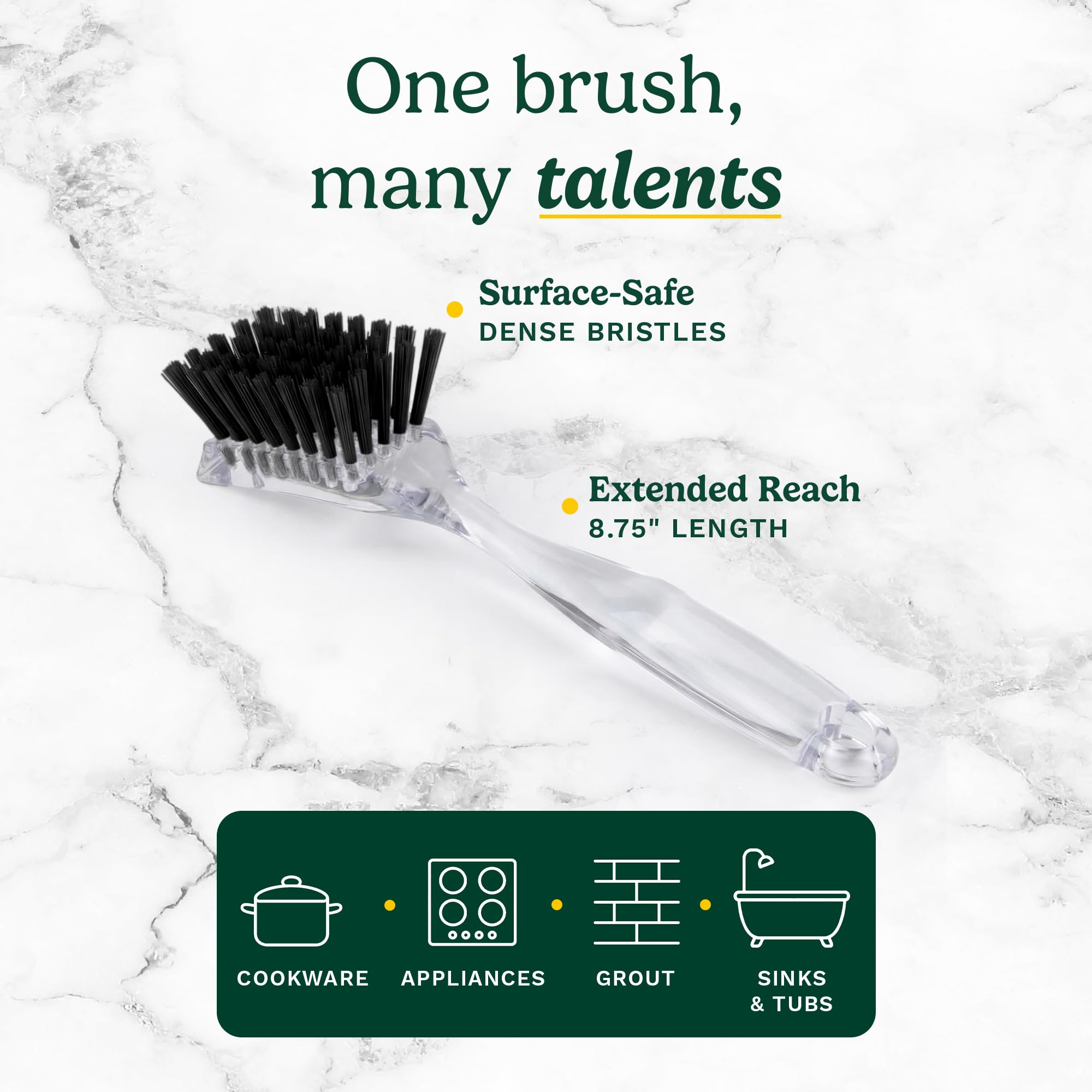Cuisinart Dish Brush with Handle 2 Pack – Kitchen Scrub Brush for Dishes, Pots & Pans, Non-Scratch Dish Scrubber, Firm Bristles for Sink & Cookware, Comfortable Grip for Everyday Cleaning - Image 5