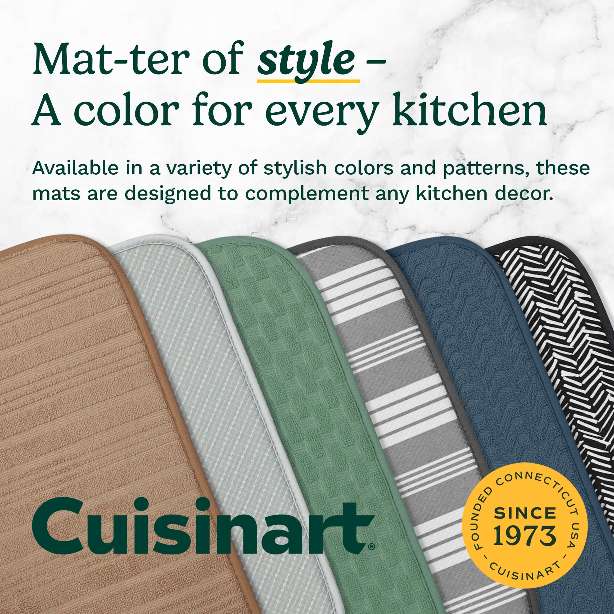 Cuisinart Dish Drying Mats for Kitchen Counter - (2) 16" x 18" Ultra Absorbent Kitchen Dish Drying Mat - Mesh Backing, Foldable, Machine Washable, Fast Drying Dish Mat (Diamond Strings) - Image 7