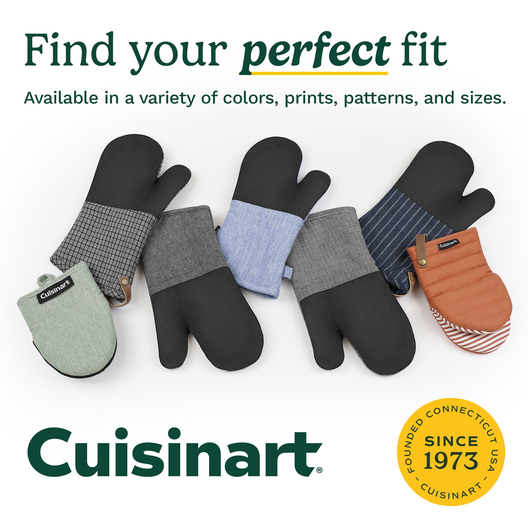 Cuisinart Mini Oven Mitts – 5.5” x 7” Heat-Resistant Kitchen Mitts for Oven with Non-Slip Neoprene Palm, Cotton Filling, and Fabric Loop – Durable Oven Mitt Set for Cooking & Baking (Chambray) - Image 7