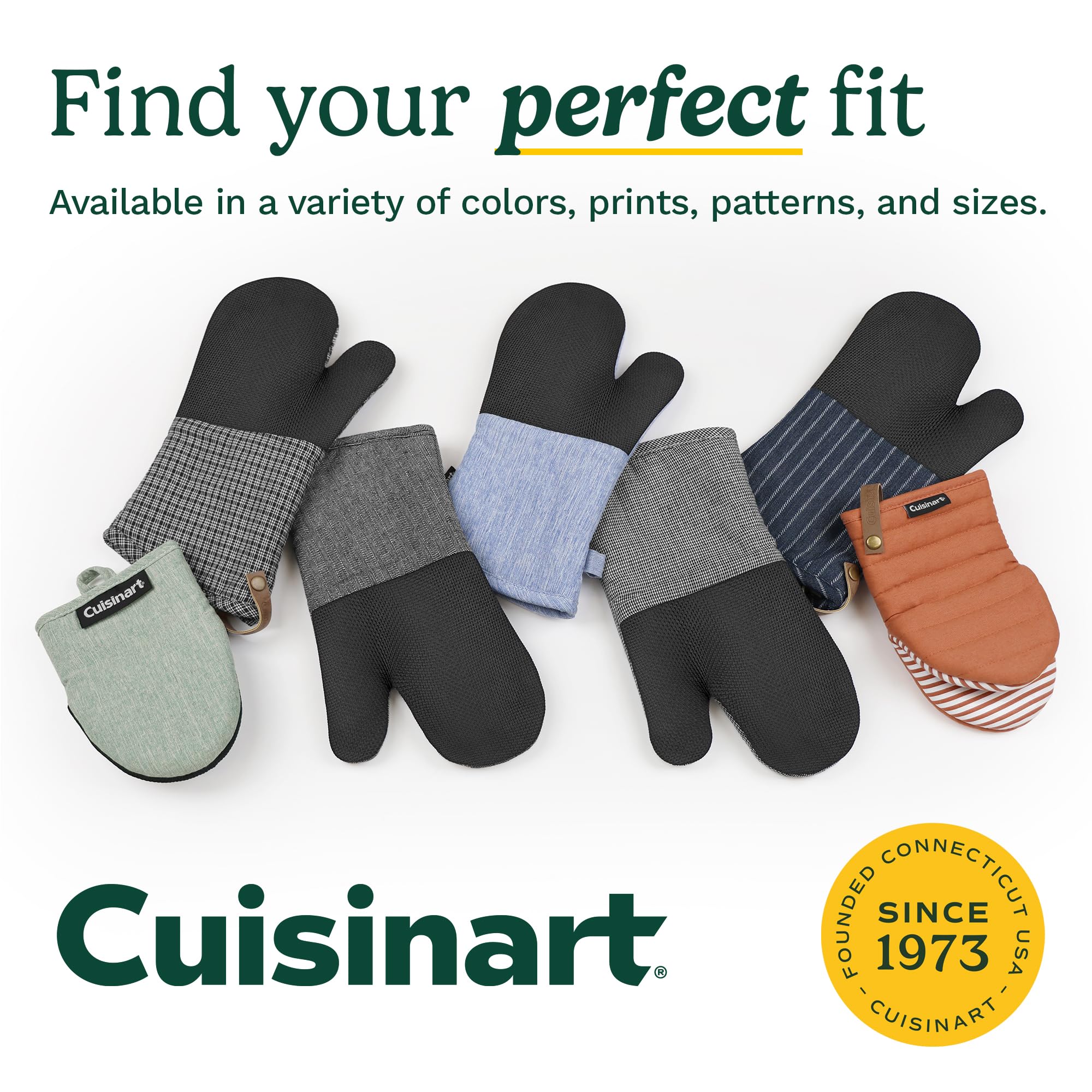 Cuisinart ShieldPro Silicone Oven Mitts – 5” x 8.5” Heat-Resistant Mini Kitchen Mitts for Oven with Non-Slip 100% Silicone Palm, Cotton Filling, and Hanging Loop (Black) - Image 7