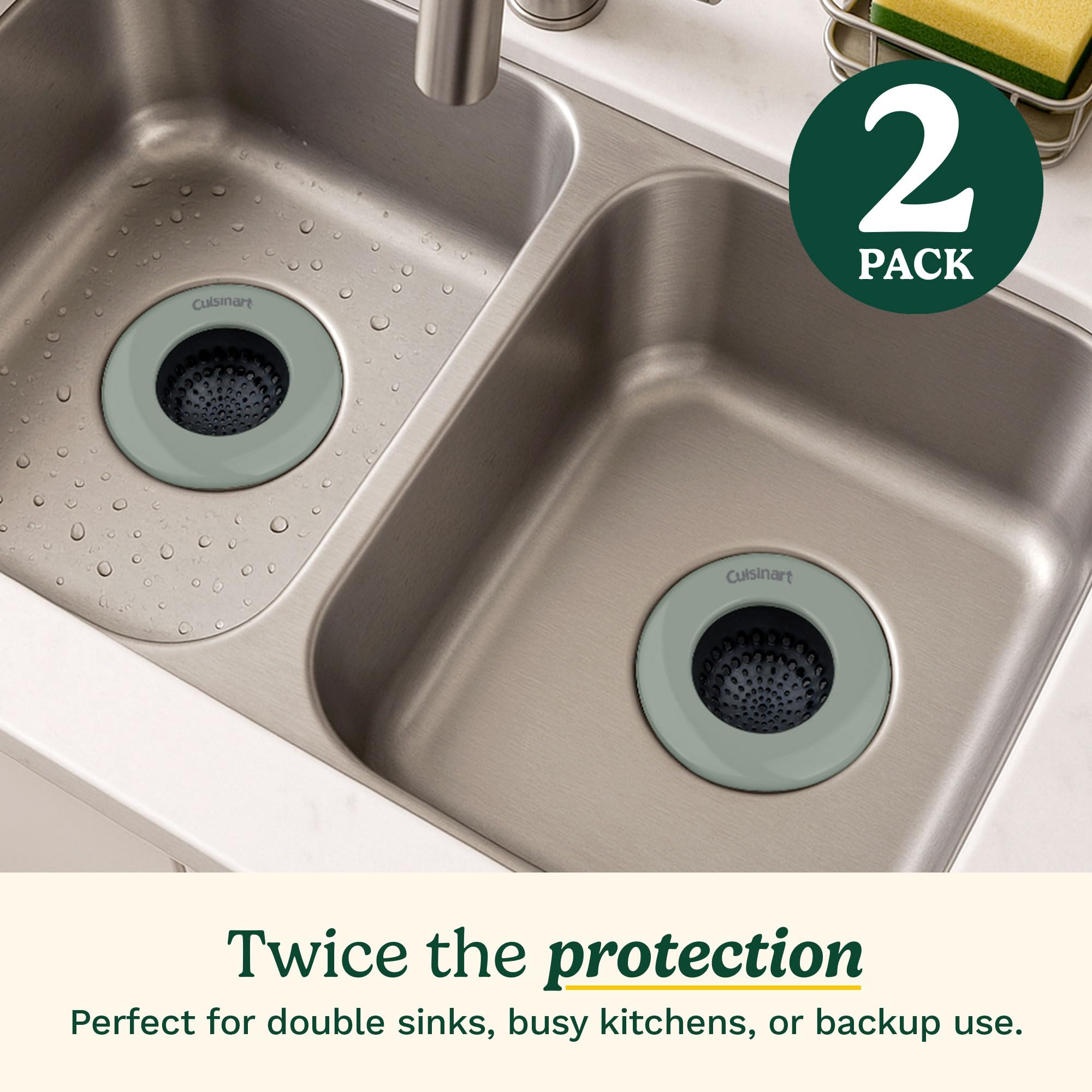 Cuisinart Sink Strainers- 2 Pack Kitchen Sink Drain Strainer & Food Catcher with Enamel-Coated Stainless Steel Rim and Silicone Base, Fits Standard 3.5" Drains, Outer Diameter 4.35", Scratch-Safe - Image 3