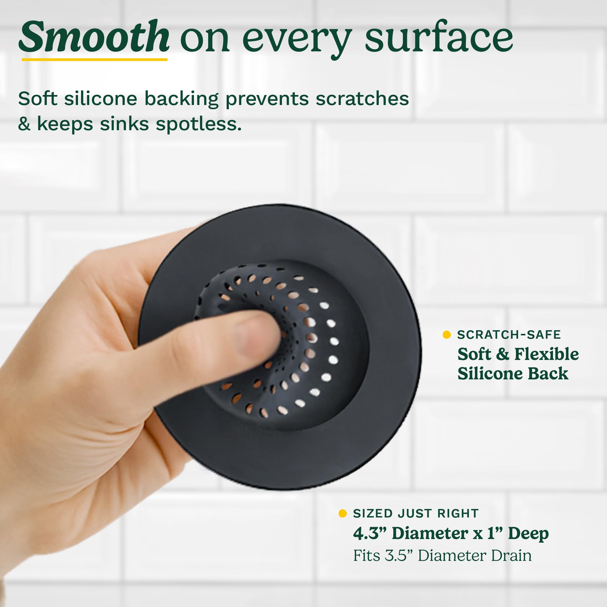 Cuisinart Sink Strainers- 2 Pack Kitchen Sink Drain Strainer & Food Catcher with Enamel-Coated Stainless Steel Rim and Silicone Base, Fits Standard 3.5" Drains, Outer Diameter 4.35", Scratch-Safe - Image 5