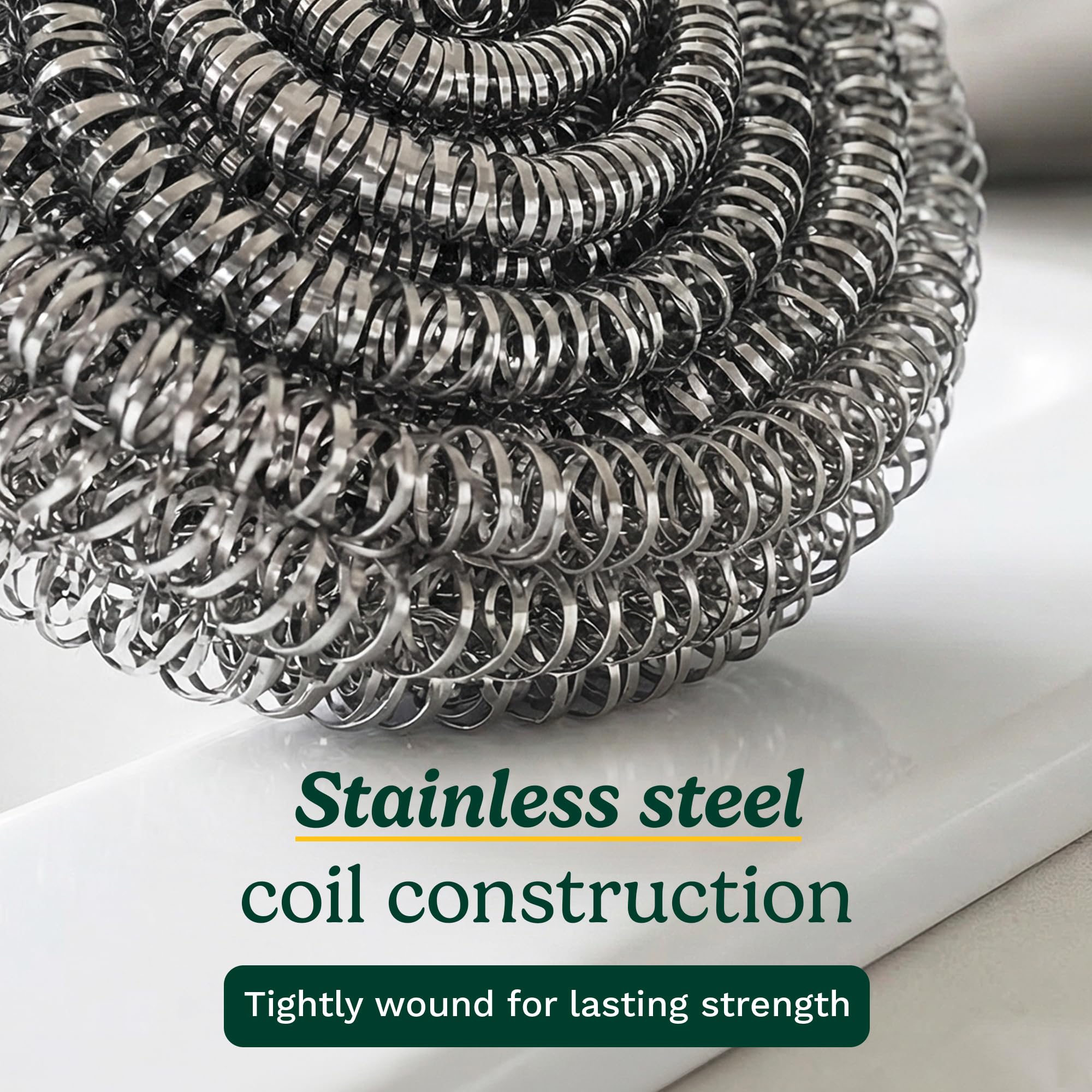 Cuisinart Steel Wool Scrubber 12-Pack: Stainless Steel Scouring Pads for Cast Iron, Grill Grates & Pots – Heavy Duty Metal Dish Scrubber with Firm Coil Design - Image 3