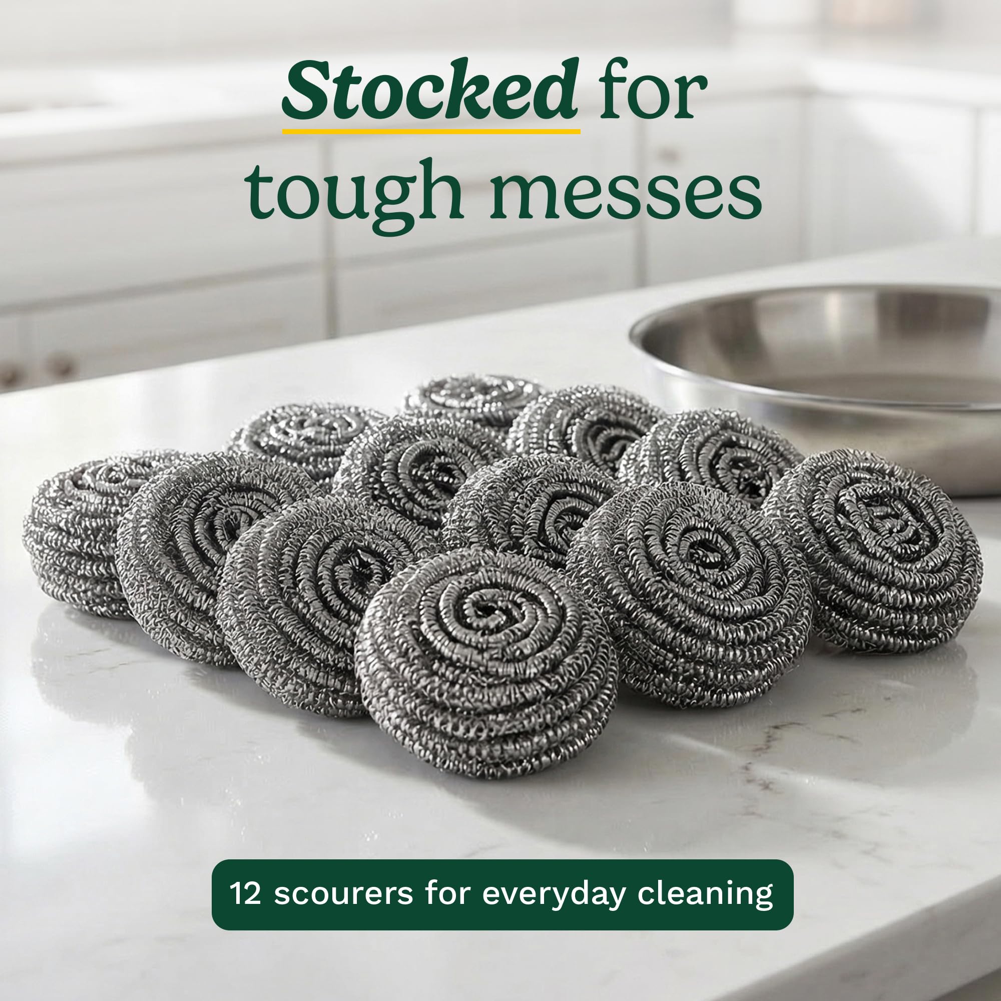 Cuisinart Steel Wool Scrubber 12-Pack: Stainless Steel Scouring Pads for Cast Iron, Grill Grates & Pots – Heavy Duty Metal Dish Scrubber with Firm Coil Design - Image 6