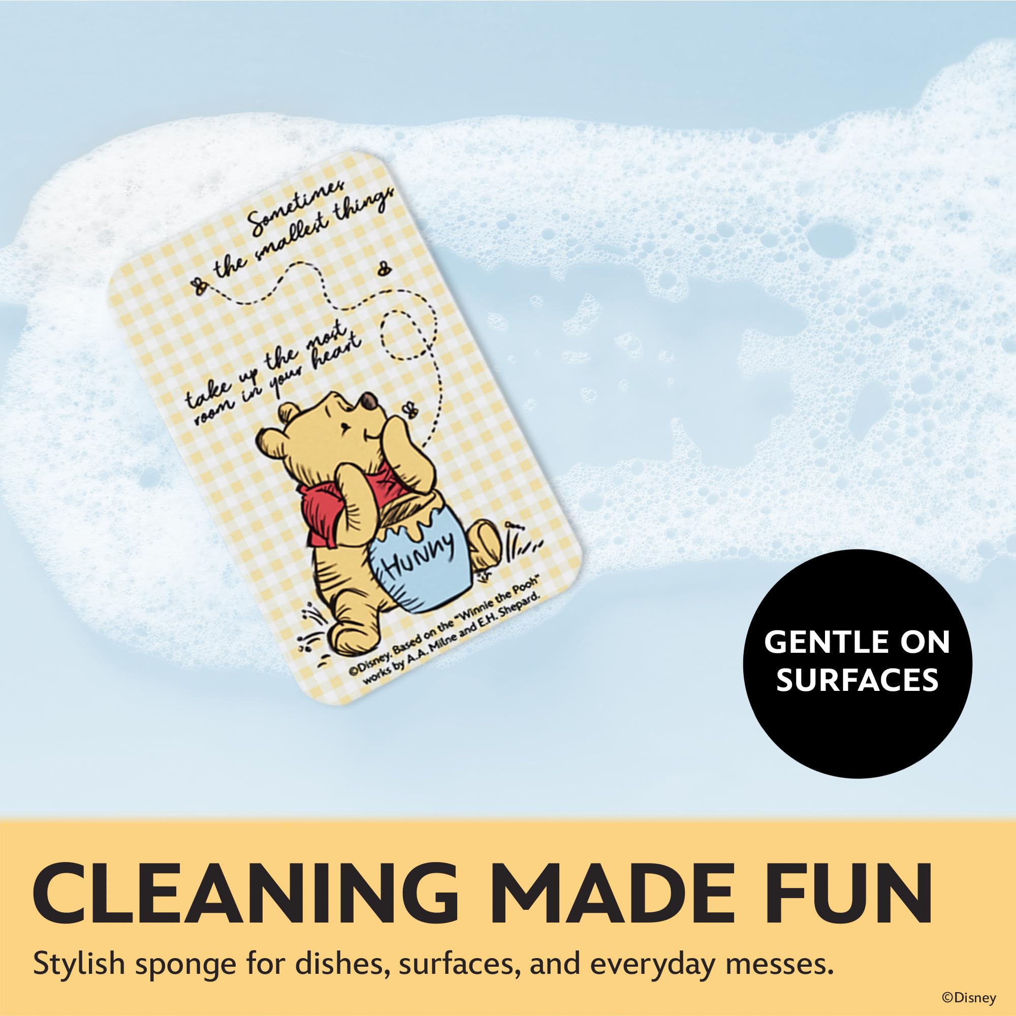 Disney 3-in-1 Kitchen Sink Accessories Set – Sink Drain Strainer, Dish Sponge, & Silicone Sink Tray – Featuring Stitch & Winnie the Pooh - Image 3