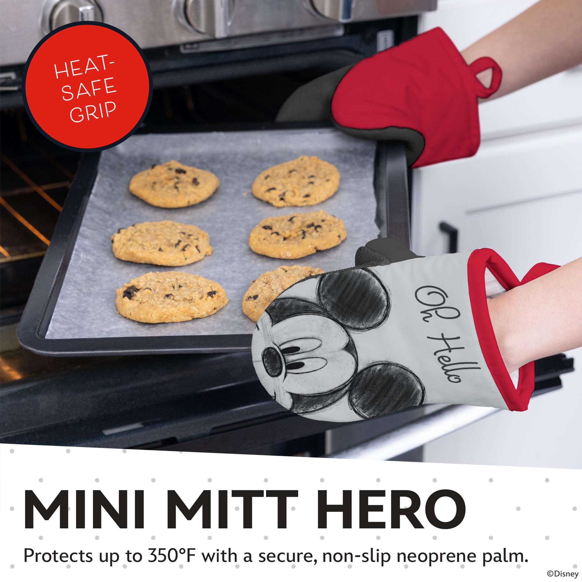 Disney Kitchen Towels & Oven Mitts Set – 4 Piece Bundle with 2 Cotton Dish Towels/Hand Towels & 2 Heat Resistant Mini Oven Mitts (Pot Holders) – Absorbent Kitchen Décor Gift Set–Mickey, Stitch & Pooh - Image 3