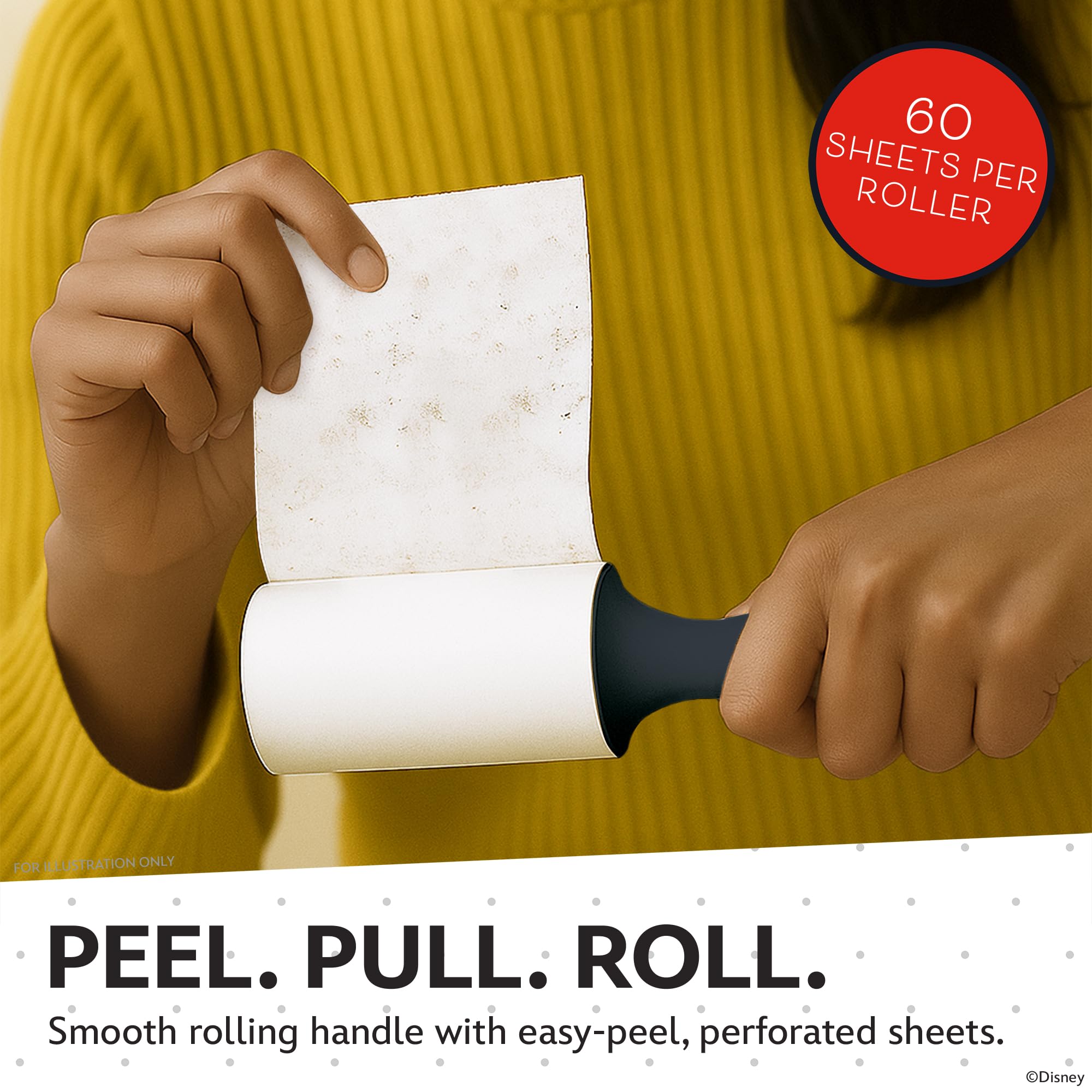 Disney Lint Rollers – 3 Pack Extra Sticky Lint Roller for Pet Hair Removal – 180 Sheets – Lint Brush & Pet Hair Removal Tool for Clothes, Bedding, Laundry, Furniture – Mickey, Stitch & Pooh - Image 3