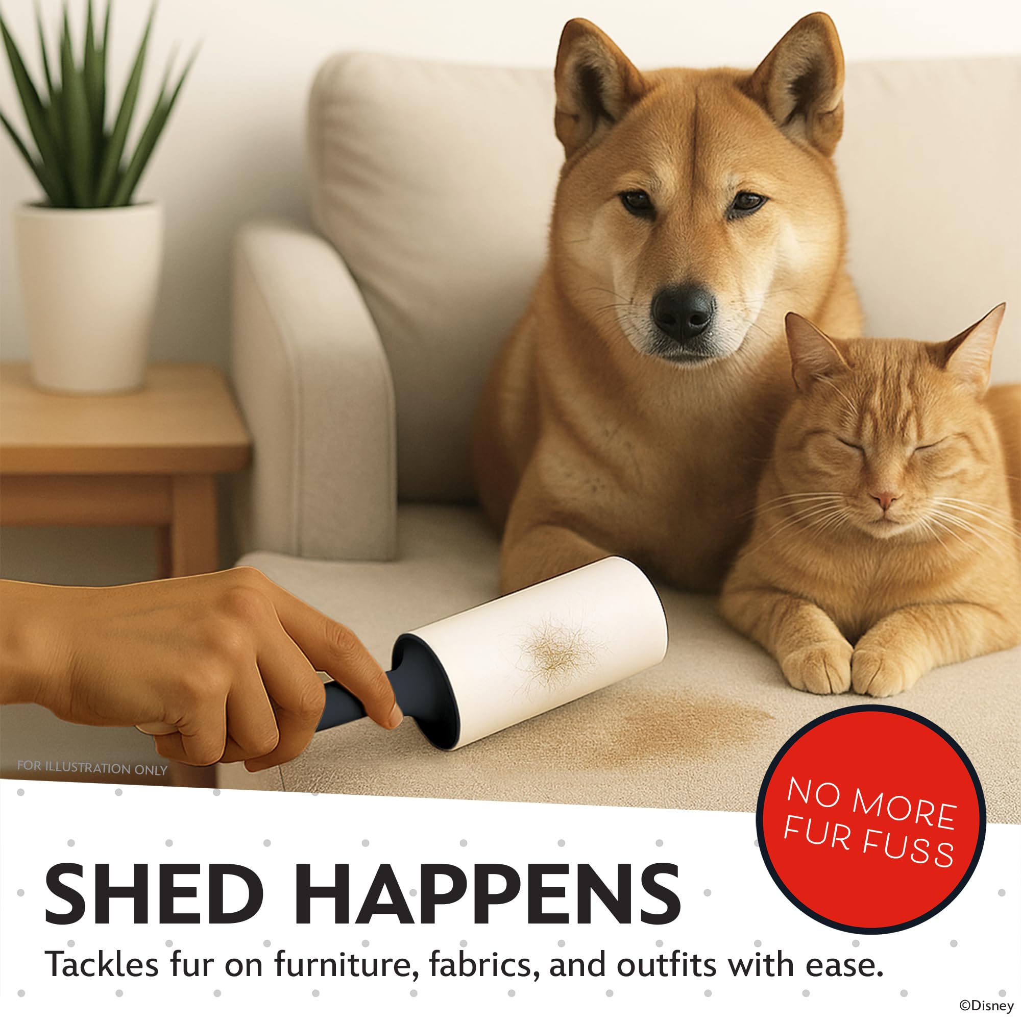 Disney Lint Rollers – 3 Pack Extra Sticky Lint Roller for Pet Hair Removal – 180 Sheets – Lint Brush & Pet Hair Removal Tool for Clothes, Bedding, Laundry, Furniture – Mickey, Stitch & Pooh - Image 5