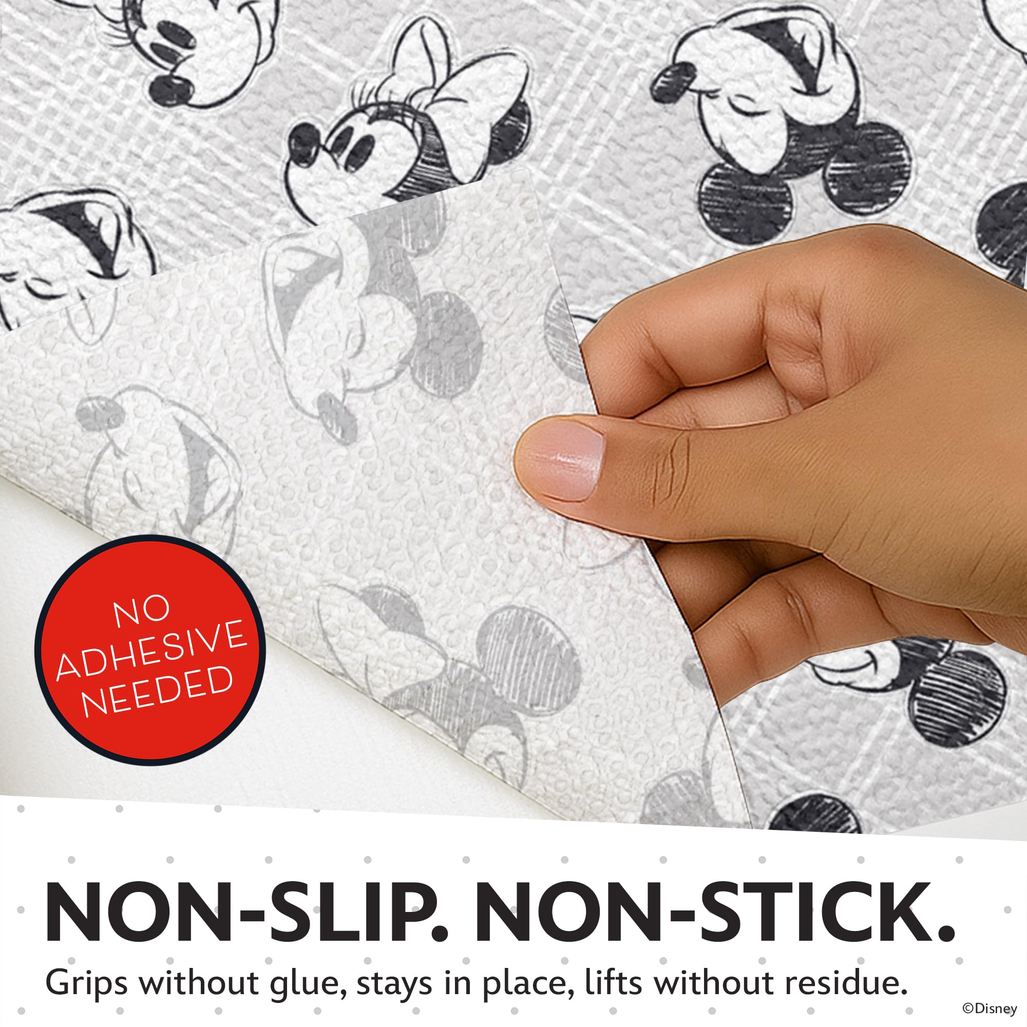 Disney Non Adhesive Shelf Liner – 18”x 10 ft Water-Resistant Drawer Liners for Kitchen Cabinets, Pantry, Fridge & Dressers – Easy Cut Cabinet Liner Roll- Mickey Mouse, Stitch & Winnie The Pooh - Image 5