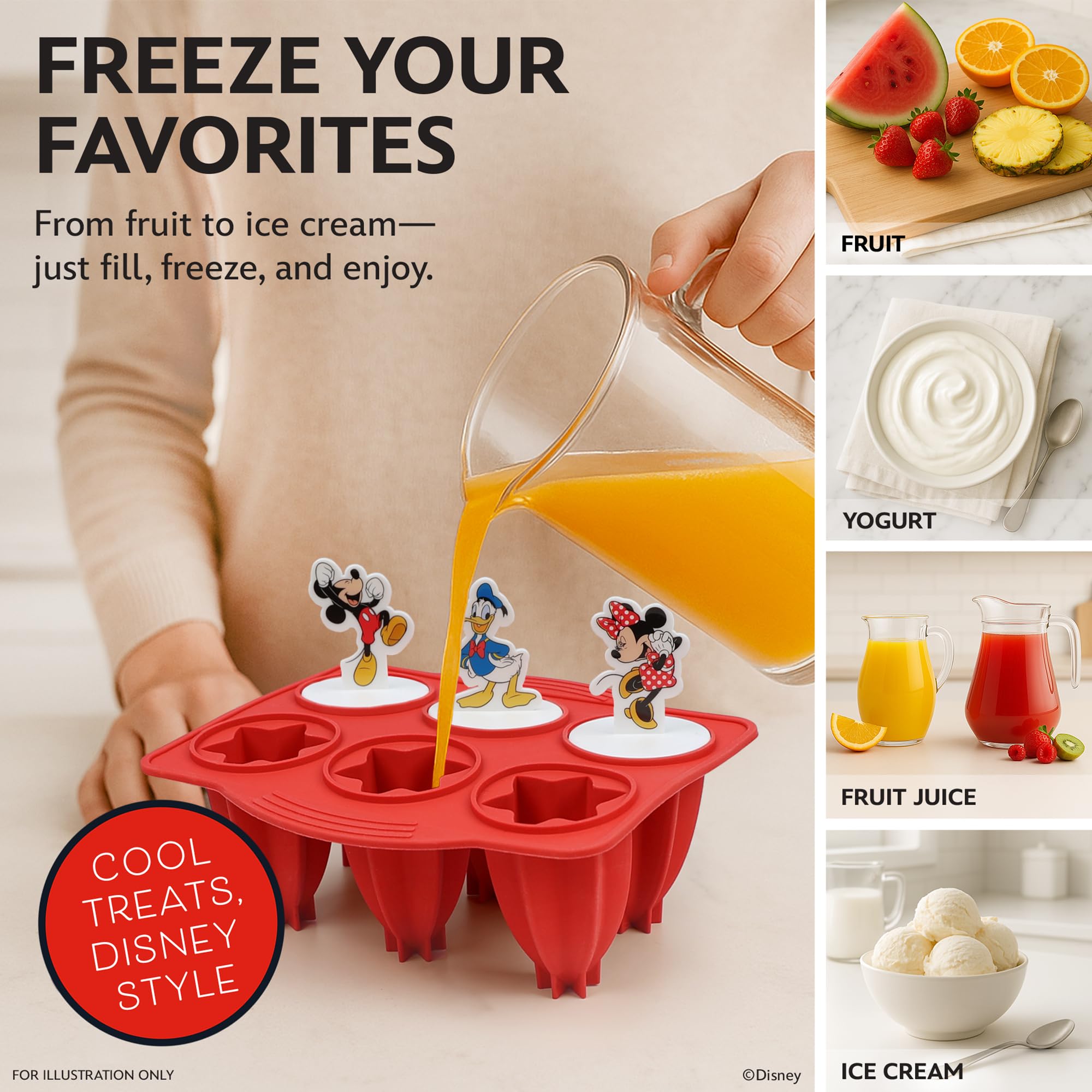 Disney Silicone Popsicle Molds – 6 Reusable Popsicles Molds Featuring Mickey & Friends or Stitch – BPA-Free Flexible Silicone Ice Pop Mold and Popsicle Maker for Frozen Treats - Image 4