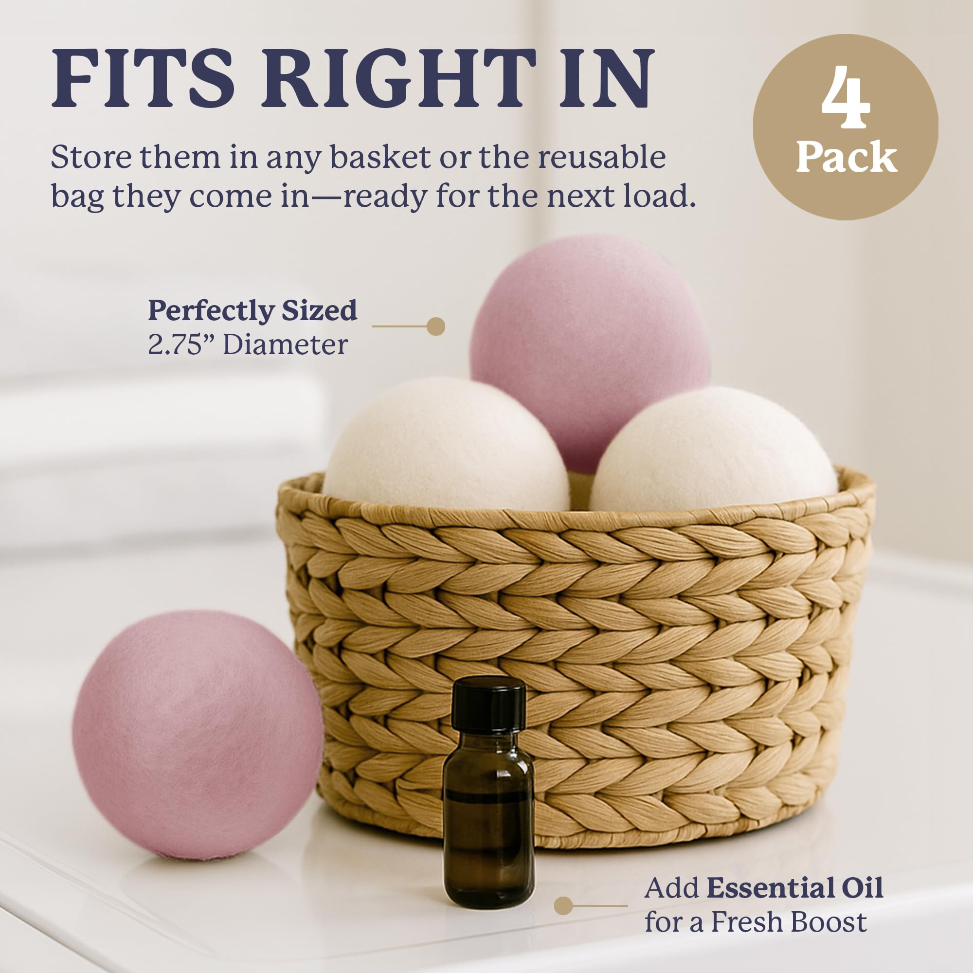 Farberware Wool Dryer Balls 4 Pack – Reusable 100% Wool Balls for Dryer – Natural Fabric Softener for Laundry, Towels & Bedding, Replaces Fabric Sheets & Liquid Softeners - Image 6