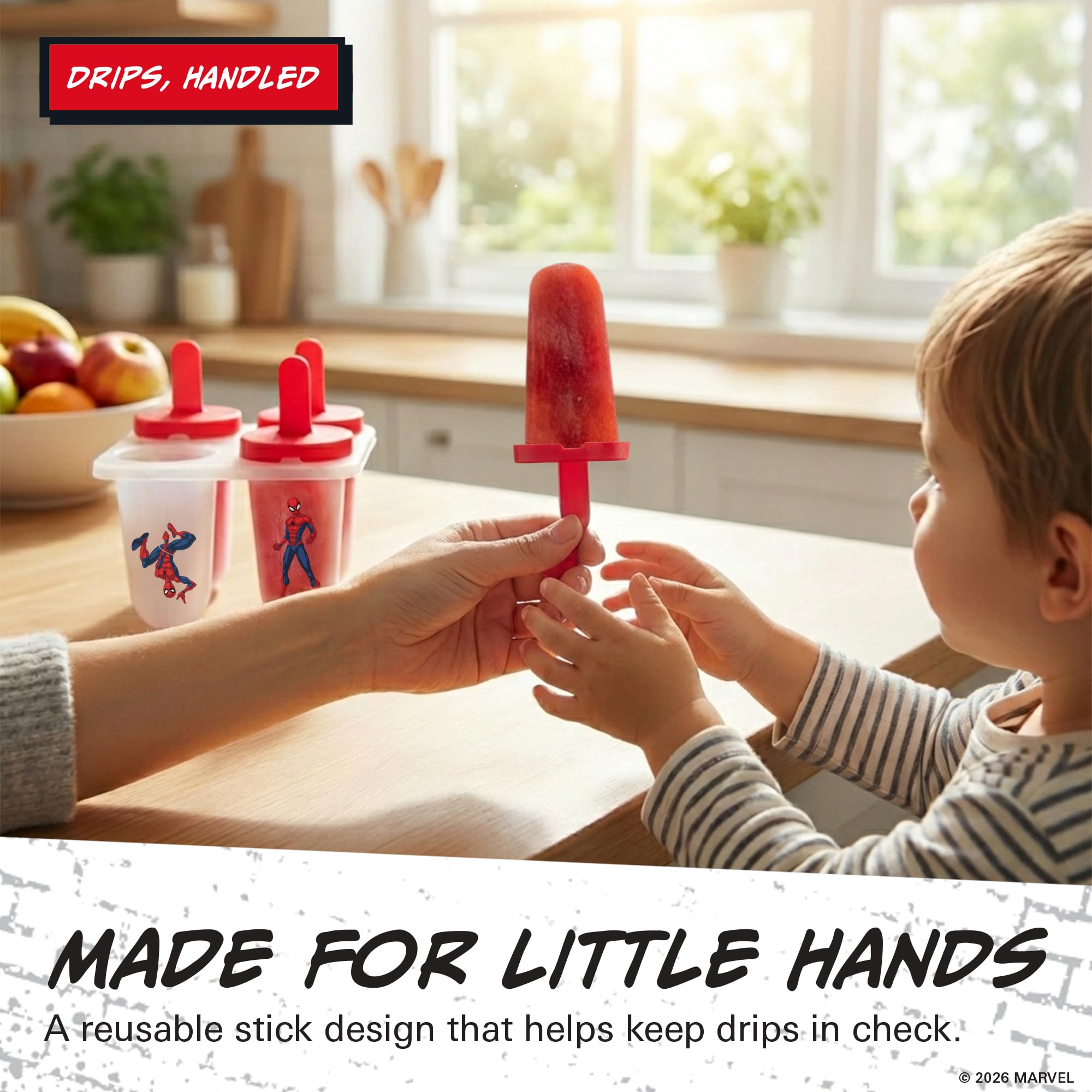 Marvel Popsicle Molds–4 Reusable Popsicles Molds Featuring Spiderman Characters, BPA-Free Plastic Ice Pop Mold and Popsicle Maker for Frozen Treats, Juice, Yogurt & Ice Cream, Easy Clean - Image 4