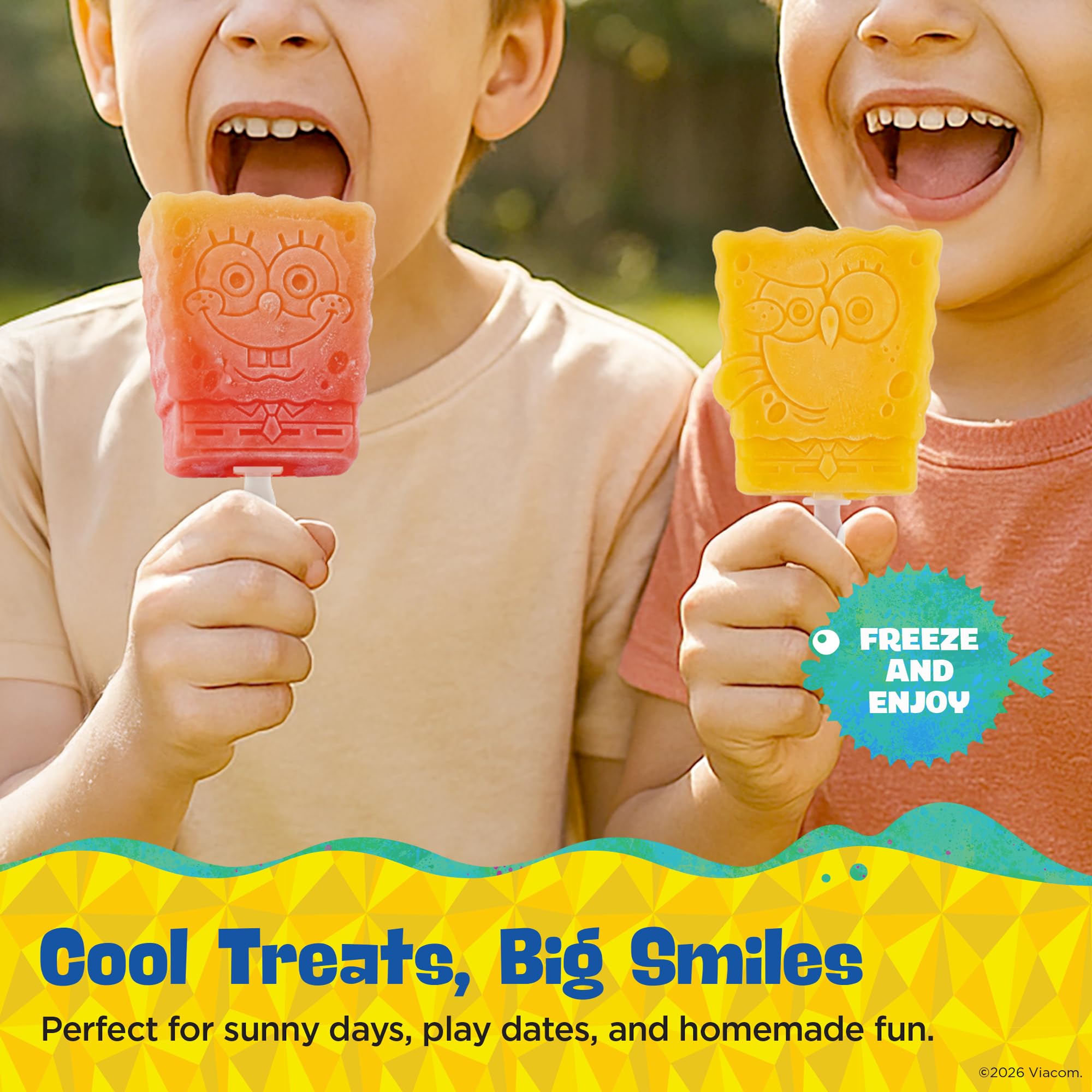 Nickelodeon Silicone Popsicle Molds with Lid–Compact BPA-Free Popsicle Maker Featuring SpongeBob, Flexible Ice Pop & Ice Cream Molds with Sticks, Dishwasher Safe, 2 Mold Set for Homemade Frozen Treats - Image 6